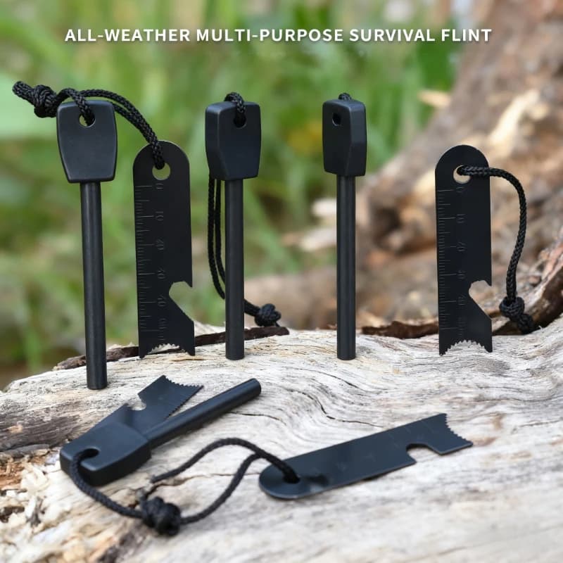 قضيب مغنيسيوم حجر صوان كبير صلب: مشعل نار خارجي جديد للتخييم والمشي لمسافات طويلة معدات نجاة طوارئ، بالإضافة إلى فتاحة زجاجات - 2