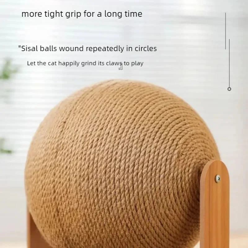 2 In 1, Cat Scratching Ball Wooden Cat Scratcher, Natural Sisal Scratch Board Scratching Column, Wear-Resistant Paw Wood Scraper - 6