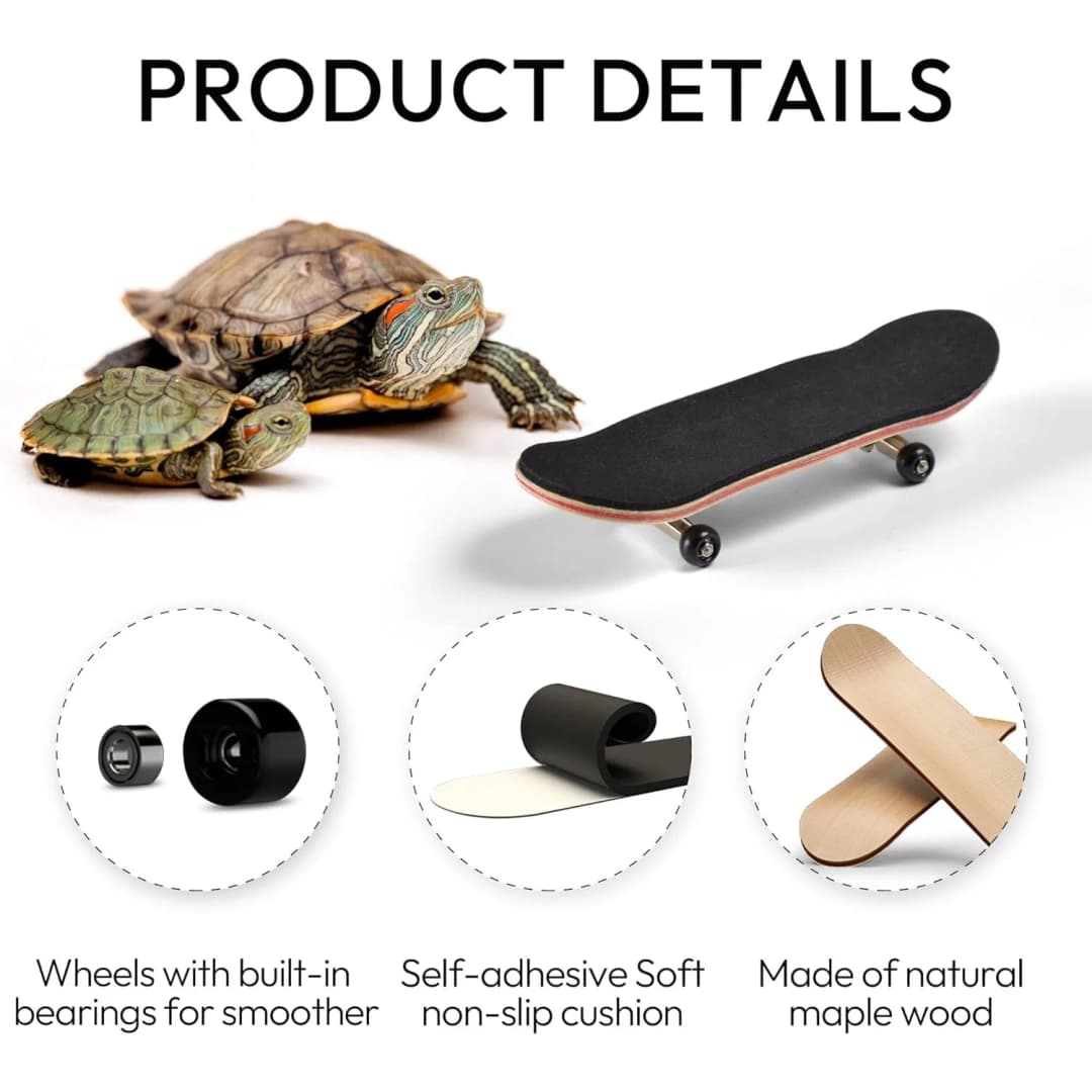 Turtle Skateboard Mini With Anti-Slip Pad, Smooth Rolling Wheels for Turtles, Tortoise and Bird Toys - 5