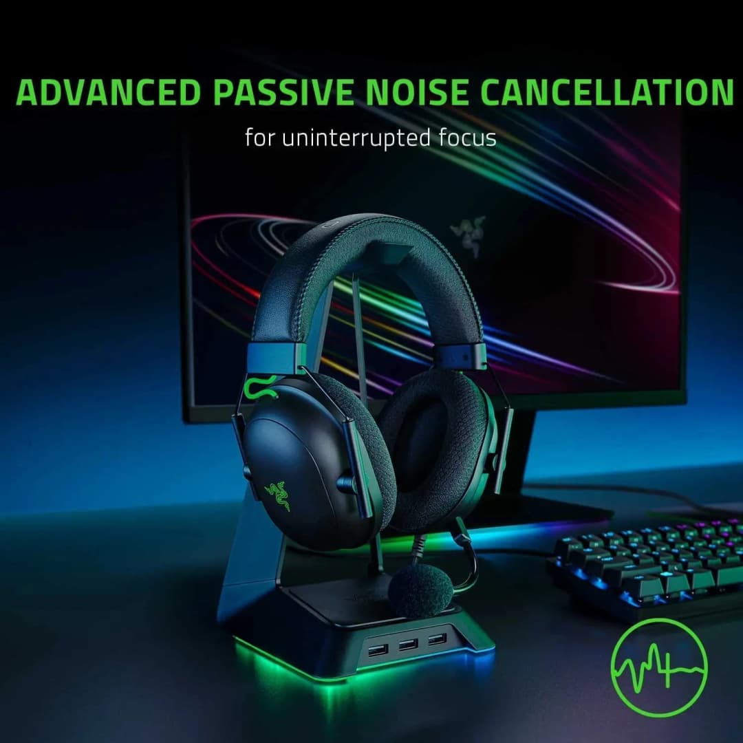 سماعات رأس للألعاب مزودة ببطاقة صوت USB من Razer BlackShark V2 مع ميكروفون سلكي مثبت على الرأس وتقليل الضوضاء السلبي وضبط EQ - 4