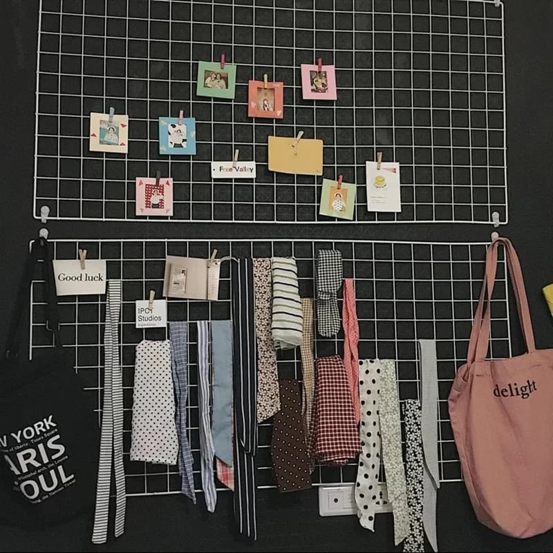 Home Wall Decoration DIY Art Iron Grid Decor Photo Frame Postcards Storage Wall Art Display Storage Rack Holder Shelf Organizer - 6