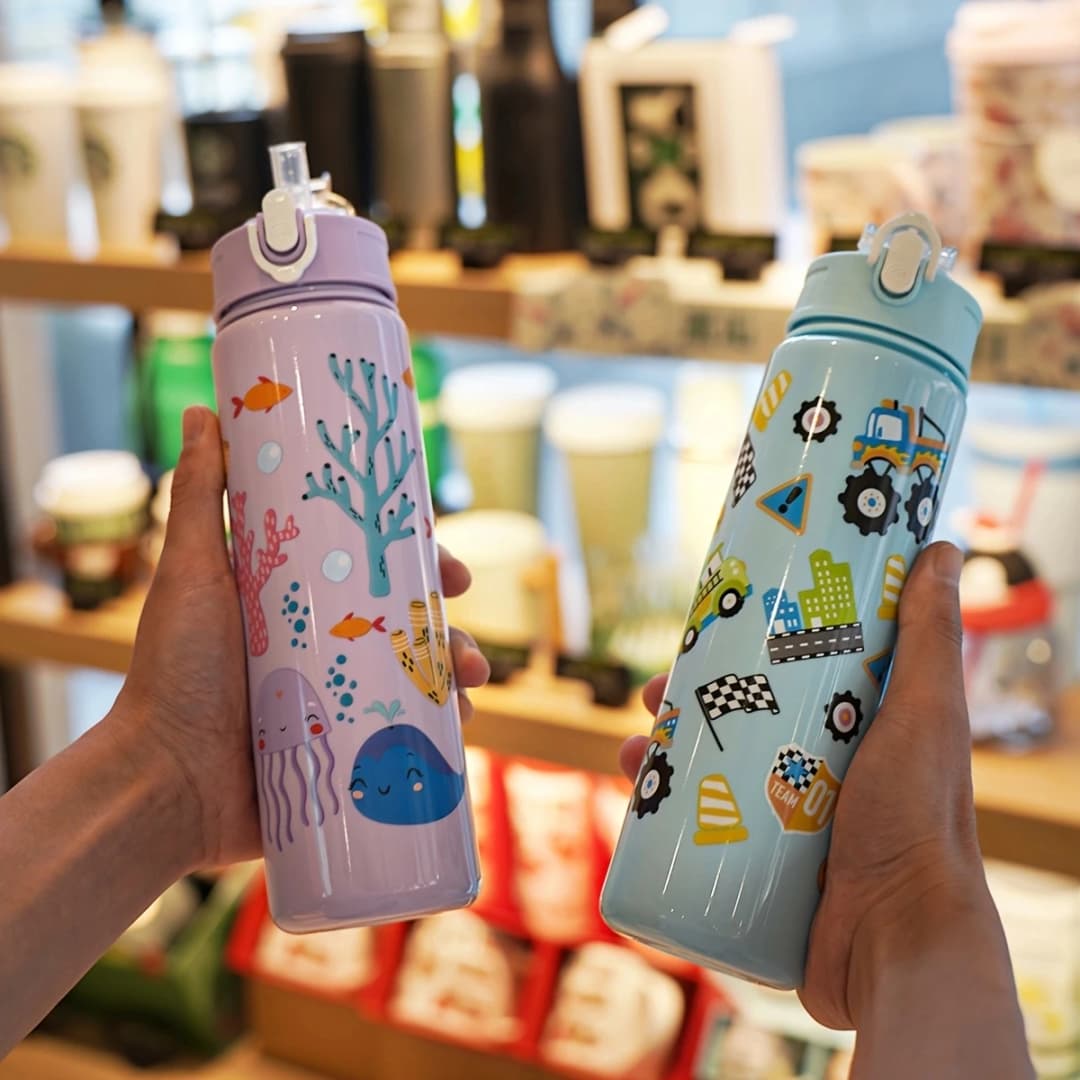 1pc 750ml 23OZ cartoon car series plastic water bottle, multiple styles available, suitable for outdoor sports, holiday - 2
