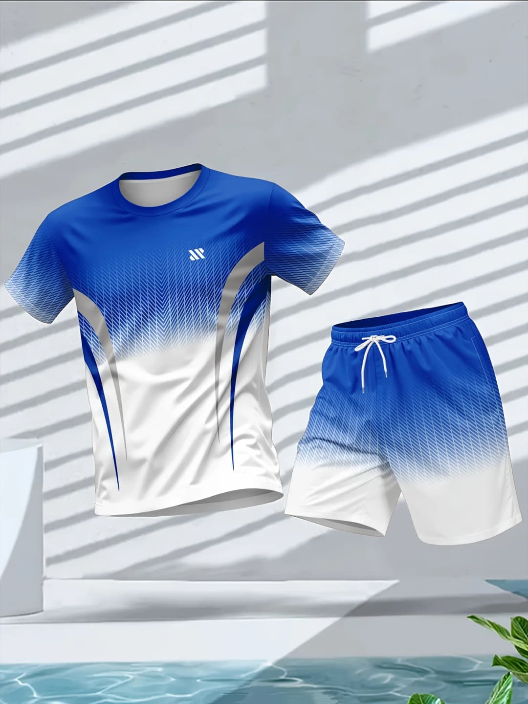 Men's Summer Fashion Personalized Color Printed Comfortable Breathable Round Neck T-shirt Shorts Set Outdoor Casual Sportswear - 3