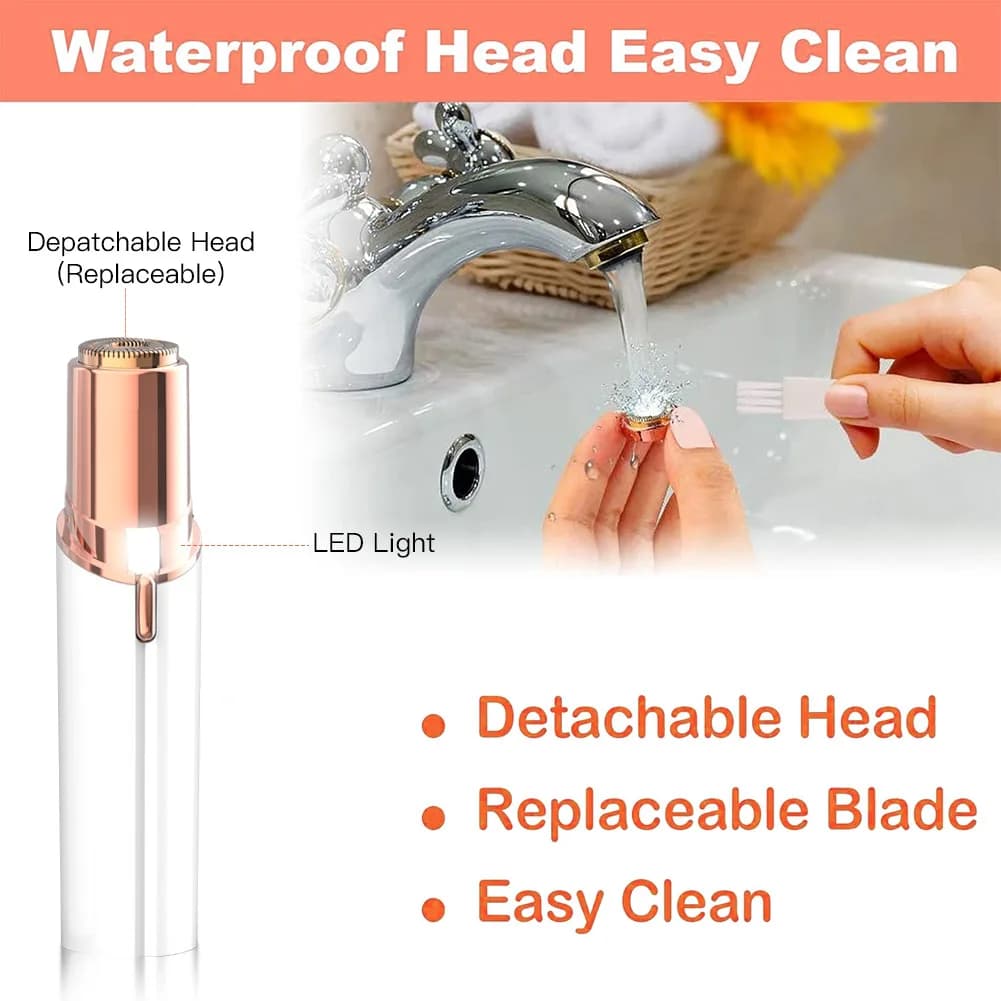 Face Shaver and Eyebrow Trimmer Rechargeable Lips Body Facial Hair Remover Women Electric Portable Waterproof 3D-Floating Blade - 5