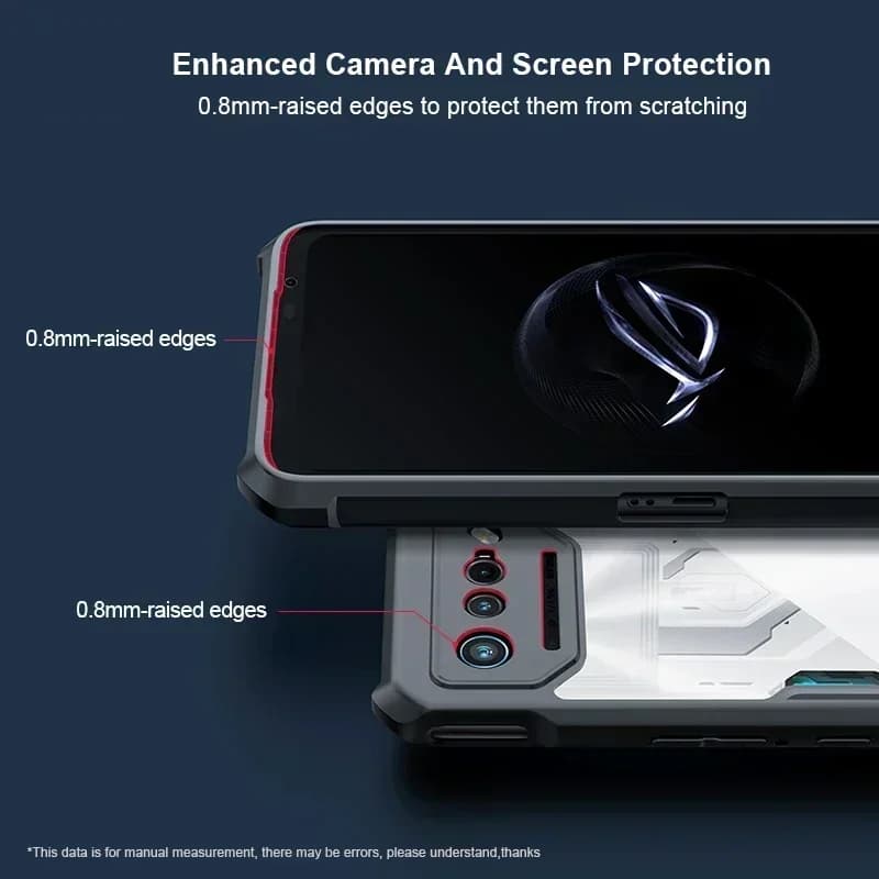 غطاء هاتف ASUS ROG 7 و 6 Pro و 7 Ultimate من البولي كربونات و TPU مع وسائد هوائية مقاومة للصدمات، غطاء عدسة خلفي شفاف - 4