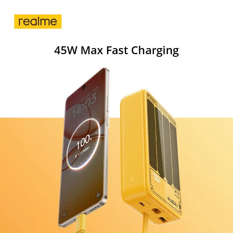realme TechLife 45W Cabled Power Bank 20000mAh Capacity Built-in Charging Cable 3 Output Ports - 3