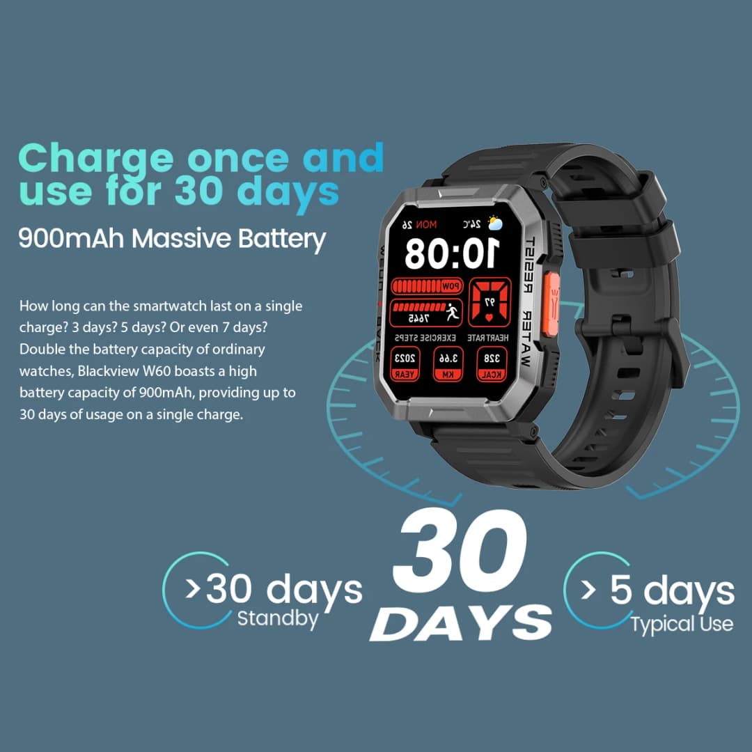 Blackview W60 2024 New Smartwatch 2.01'' HD Display TFT Rugged Smart Watch for Outdoor With Emergency Lighting Bluetooth Calling - 3