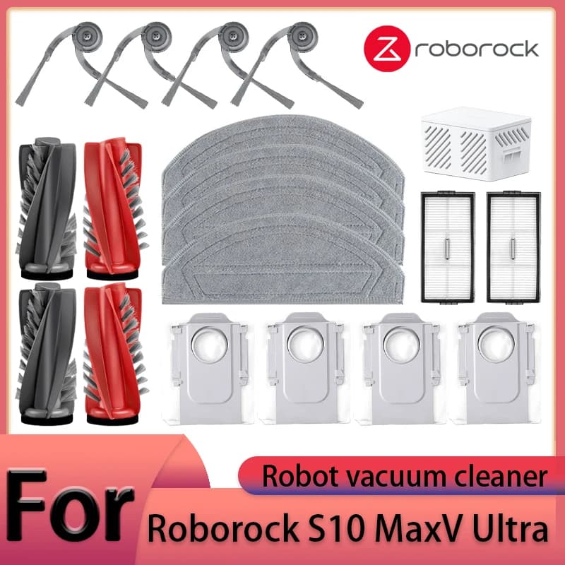 Roborock S10 MaxV Ultra Robot Vacuum Cleaner Accessories Main Brush Side Brush HEPA Filter Mop Cloths Dust Bag Spare Par