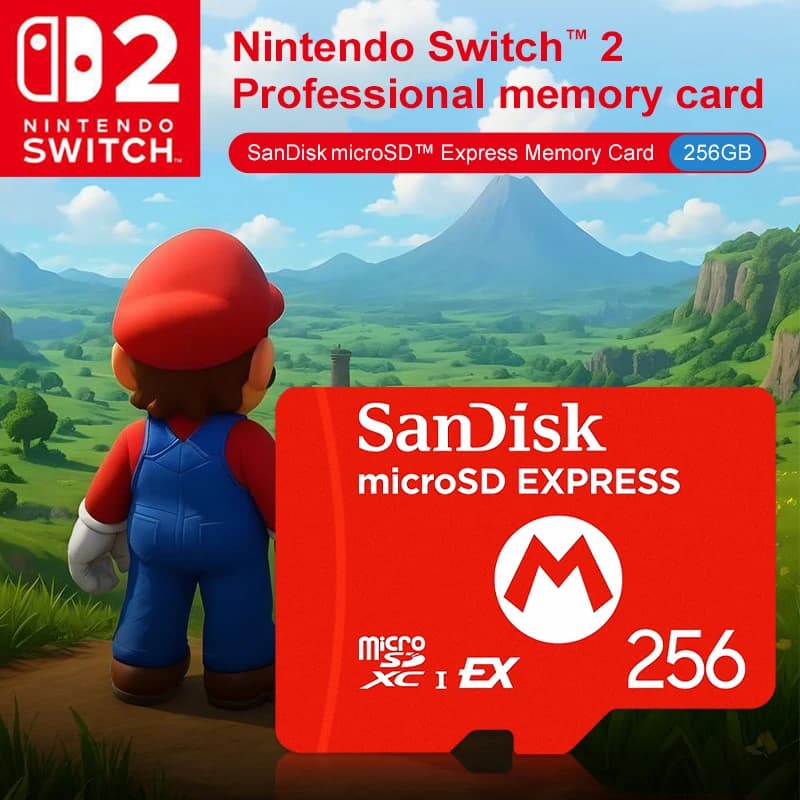 بطاقة ذاكرة SanDisk Professional Nintendo Switch 2 microSD EXPRESS بسعة 256 جيجابايت، بطاقة ذاكرة فلاش أصلية لجهاز الألعاب Switch2، بسرعة قصوى 880 ميجابايت - 6