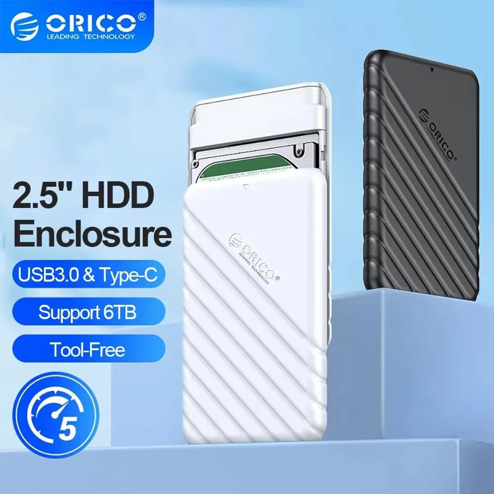 علبة قرص صلب ORICO 2.5 بوصة SATA إلى USB 3.0 Type-C علبة قرص صلب خارجي بسرعة 5 جيجابت في الثانية علبة SSD HDD سعة 6 تيرابايت