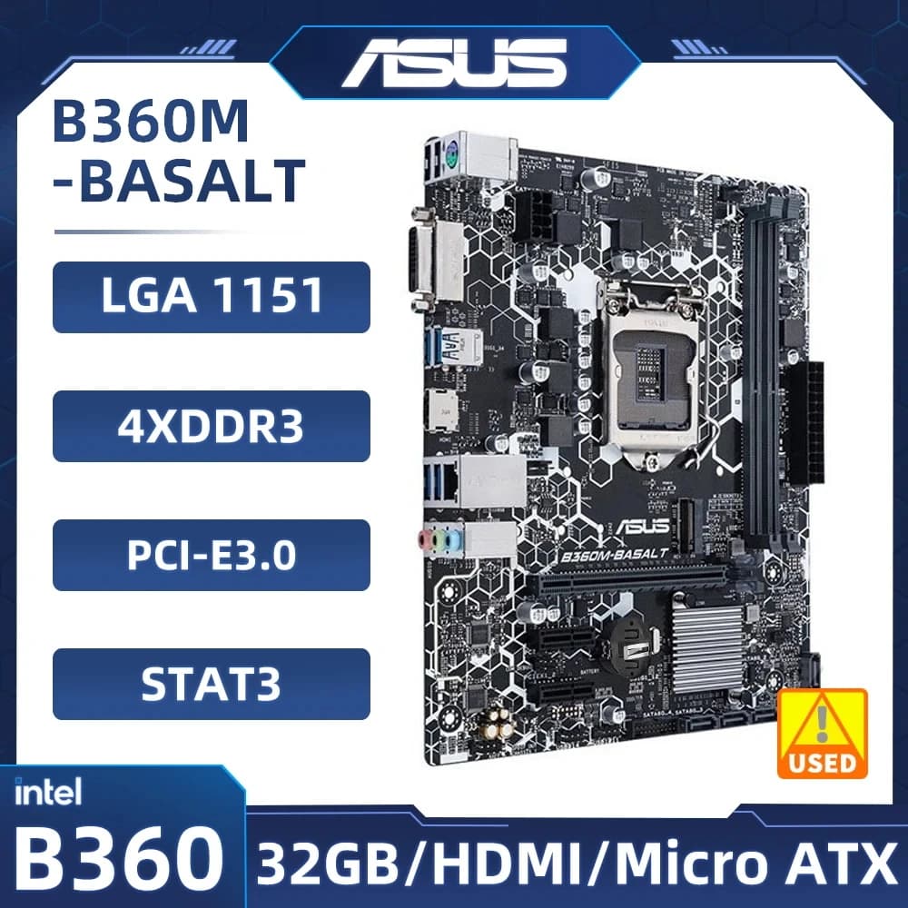 ASUS B360M-BASALT 1151 Motherboard 4×DDR4 LGA 1151 PCI-E 3.0 2×M.2 USB3.1 HDMI Micro ATX support Eighth/ninth genCore i7/i5/i3