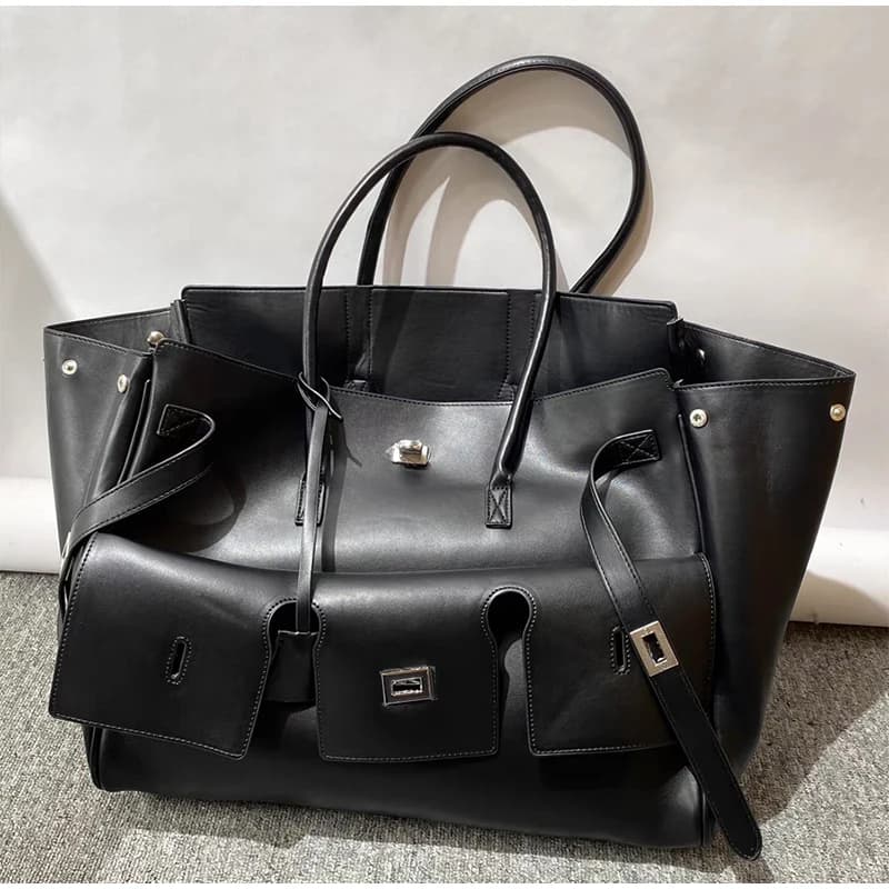 Brand New Large Capacity Tote Bag Luxury Fashion Handbag Buckle Design Shoulder Bag Fashion Casual Clutch Versatile Travel Bag - 6