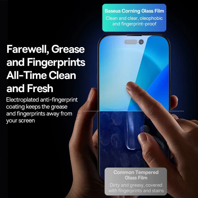 Baseus 0.4mm Corning Tempered Glass for iPhone 17 16 15 14 13 Pro Max Plus Screen Protector Anti-Peeping Auto Installation Film - 2