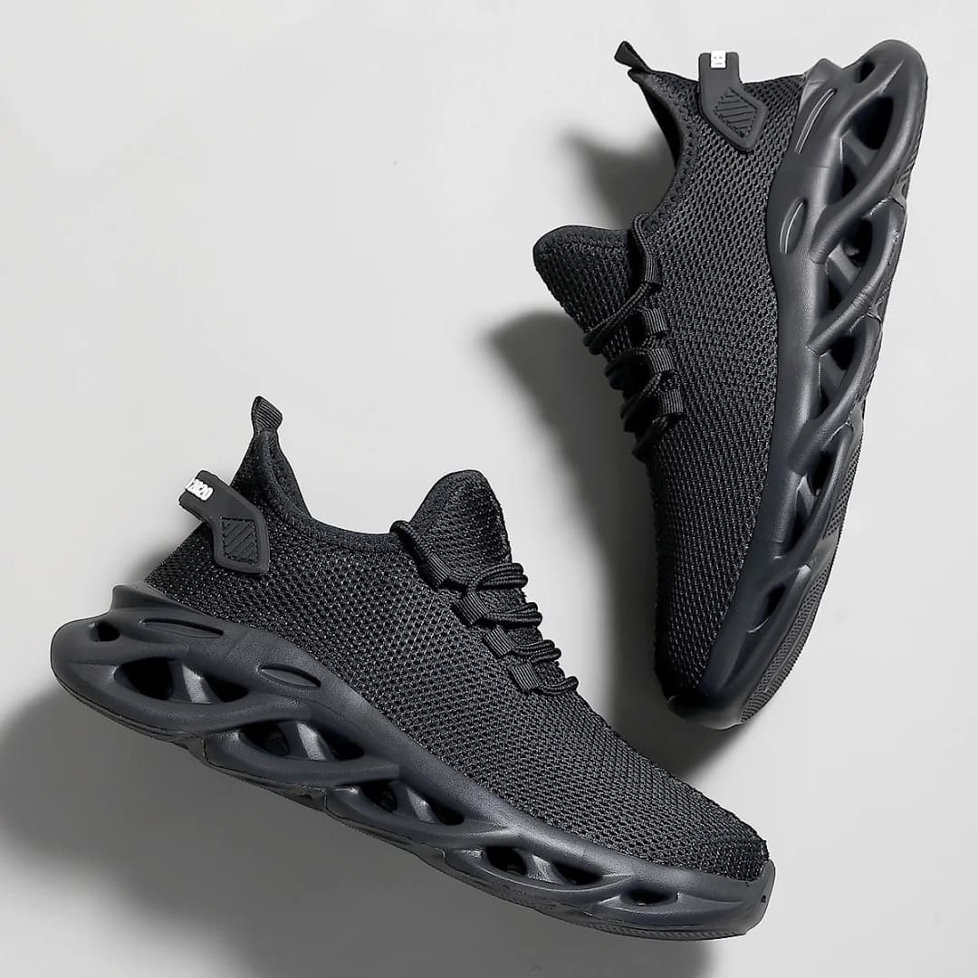 أحذية رياضية كاجوال للرجال أحذية رياضية خفيفة الوزن قابلة للتنفس في الهواء الطلق شبكية سوداء للجري أحذية رياضية للركض والتنس والمشي - 3
