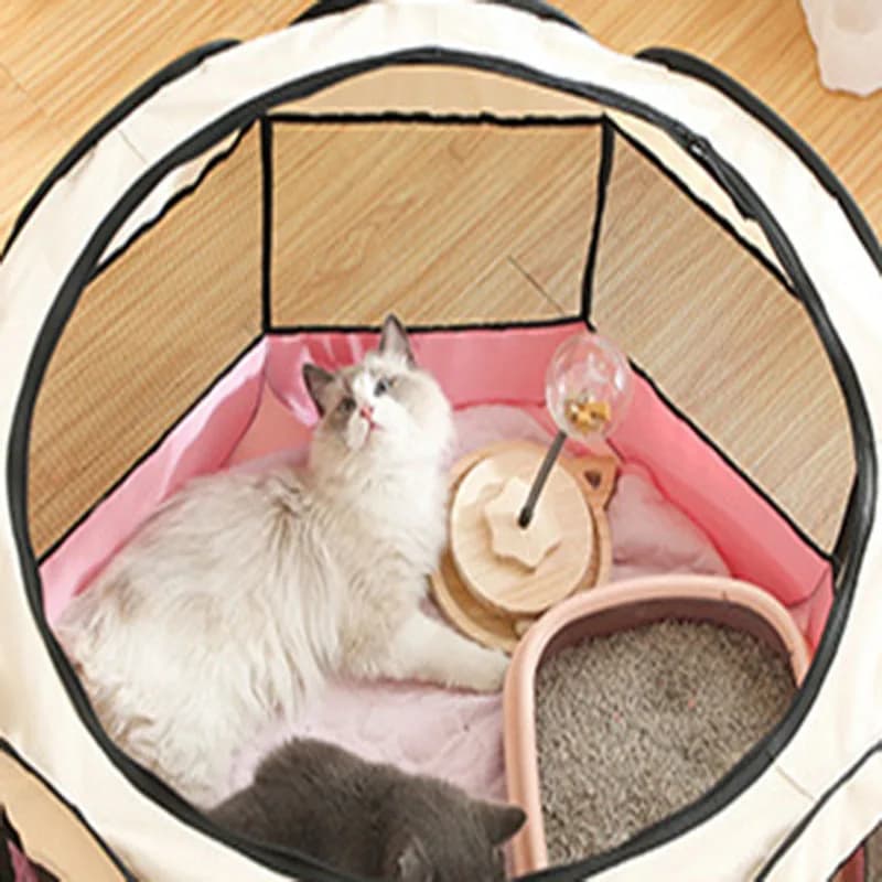 Foldable cats, dog kennels, cats, dogs, delivery rooms, pets, octagonal cages, breathable fences, tents, claw-resistant - 4