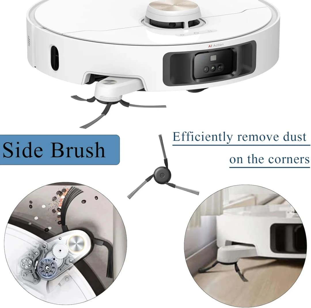 إكسسوارات مكنسة روبوت Dreame L50 Ultra AE: فرشاة جانبية رئيسية، قماش مسح، مرشح HEPA، كيس غبار، قطع غيار - 6