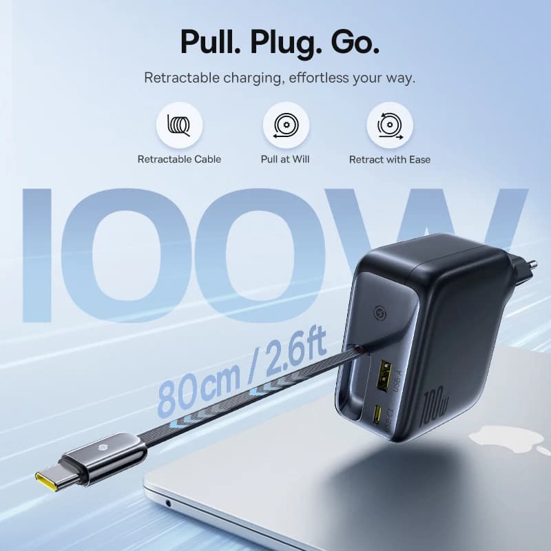 شاحن Baseus 240W رقمي GaN لأجهزة الكمبيوتر المحمولة لينوفو إتش بي ماك بوك شاحن يو إس بي سي مع منفذ شحن سريع دي سي لهواتف آيفون وشاومي - 3