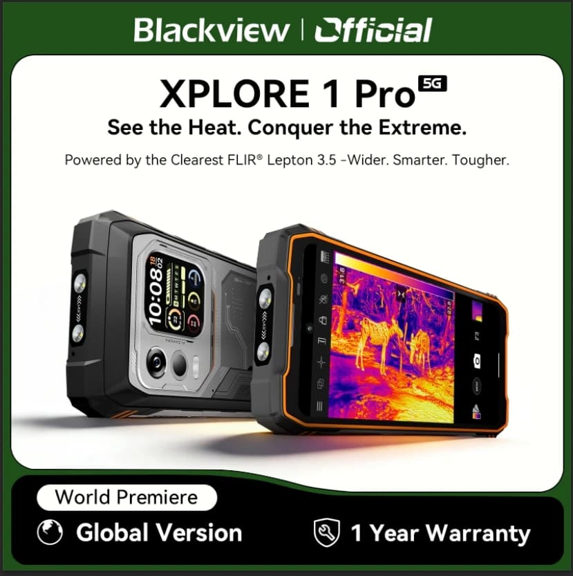 هاتف ذكي متين Blackview XPLORE 1 Pro، أندرويد 15، شاشة 6.78 بوصة 2.4K، 12GB+256/512GB، بطارية 20000mAh، تصوير حراري مدعوم من FLIR