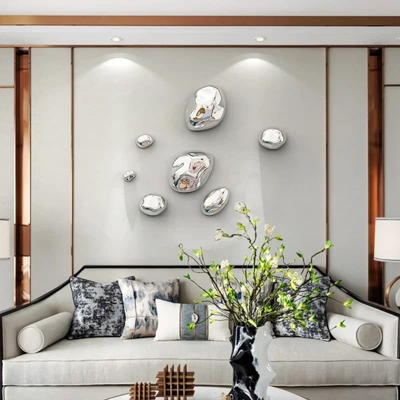 Creative Galvanized Silver Green Stone Wall Decoration Abstract Shaped Stone Wall Decoration Room Layout Bedroom Art Accessories - 3