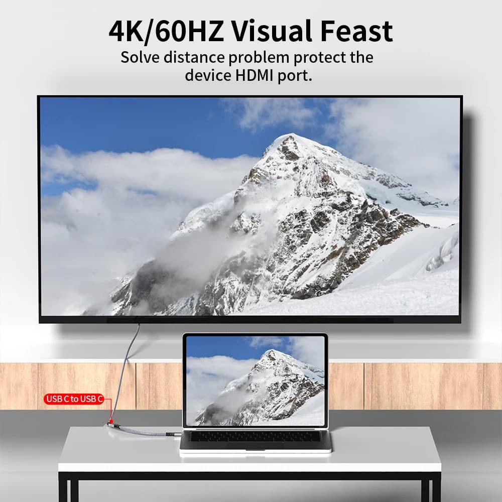 كابل تمديد يو اس بي سي صوت/فيديو 4K@60HZ نوع سي ذكر إلى أنثى يو اس بي 3.2 كابل ممدد لماك بوك برو اير 20 جيجابت في الثانية كابل بيانات يو اس بي - 5