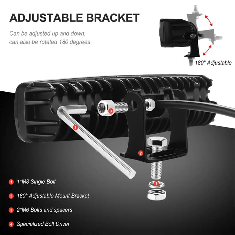 شريط إضاءة LED 6D 6 بوصة 30 واط ضوء عمل LED أصفر أبيض ضوء ضباب لسيارات الدراجات النارية الطرق الوعرة 4X4 ATV الشاحنات الجرارات 12V 24V - 3
