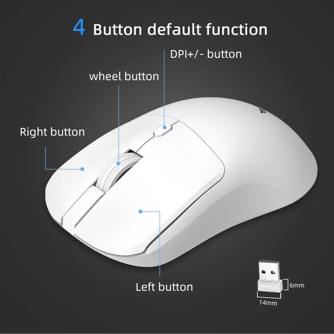 2.4G Wireless Mouse Ergonomic Adjustable 800-1200-1600 DPI Lightweight Rechargeable Office Gaming Mice For PC/Laptop/Macbook Pro - 4