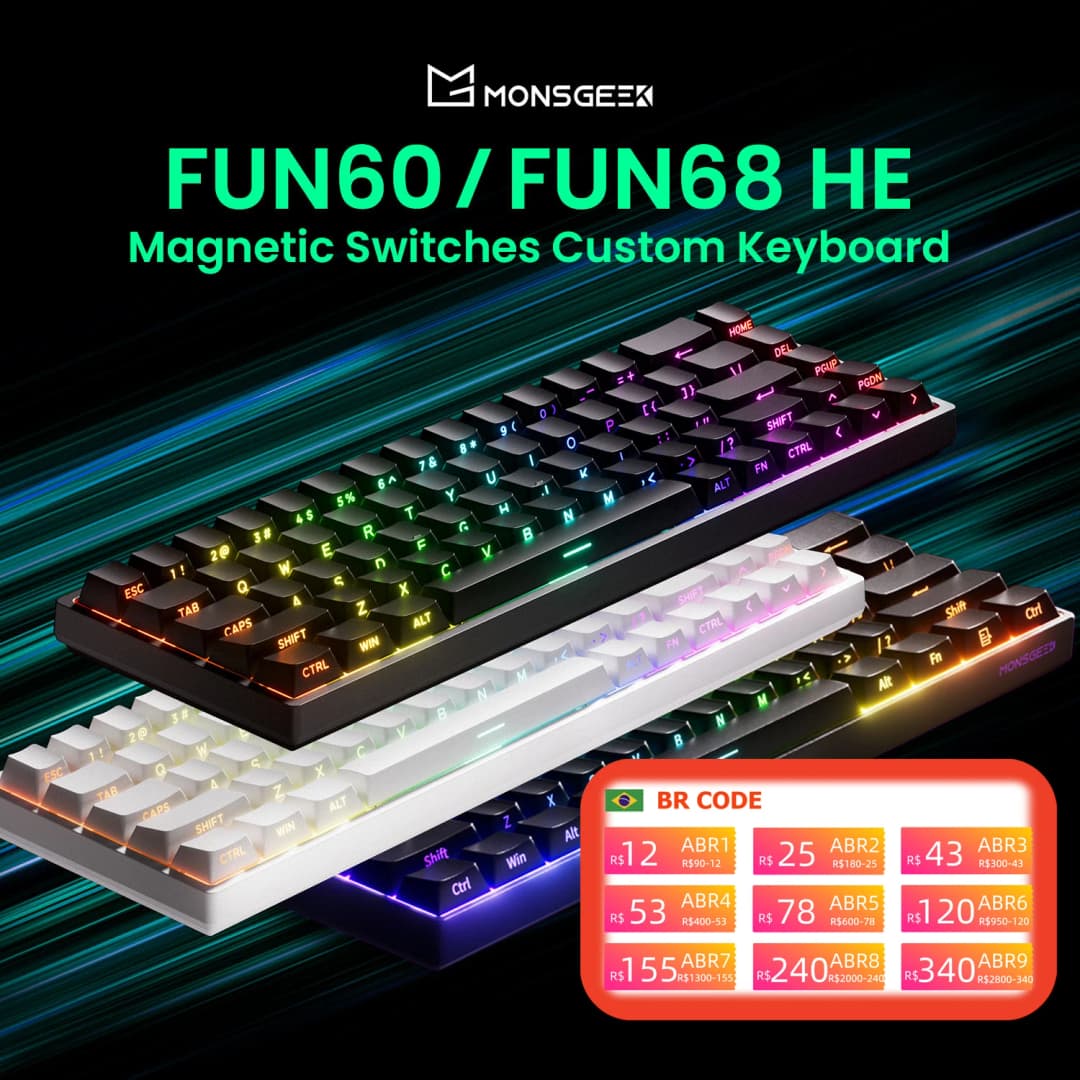 Akko MonsGeek FUN68 FUN60 PRO & MAX HE لوحة المفاتيح المغناطيسية 60% 65% لوحات مفاتيح الألعاب الزناد السريع 8K لوحة المفاتيح المخصصة ألعاب الرياضات الإلكترونية