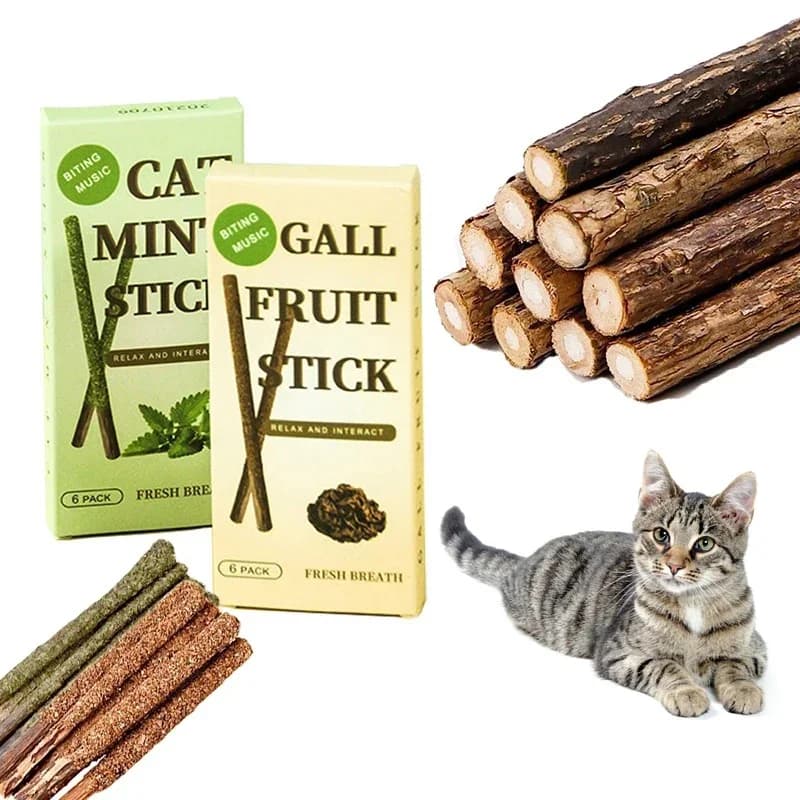 6pcs Natural Matatabi Cat Stick Mint Caught Bite Excited Rods Silvervine For Cat Teeth Cleaning Treating Pet Supply Cat Supplies - 2