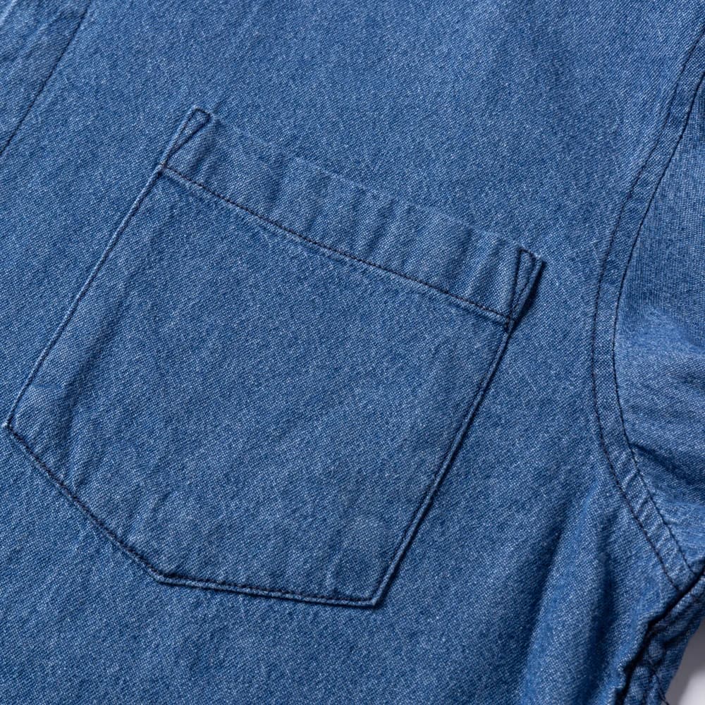 Man 100% Cotton Western Denim Pocket Shirt Long Sleeve Standard-fit Comfort Durability Soft Casual Washed Durability Work Shirts - 4
