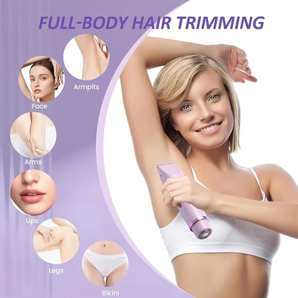 ماكينة حلاقة كهربائية 2 في 1 للنساء ماكينة حلاقة مزدوجة الرأس لقص شعر العانة IPX7 مقاومة للماء للاستخدام الرطب والجاف ماكينة حلاقة بيكيني للجسم - 2