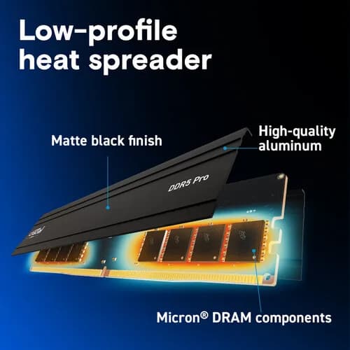 مجموعة ذاكرة ألعاب سطح المكتب DDR5 من Crucial Pro، 48، 64، 96GB، 5600، 6000MHz، زيادة السرعة، متوافقة مع AMD Expo - 3