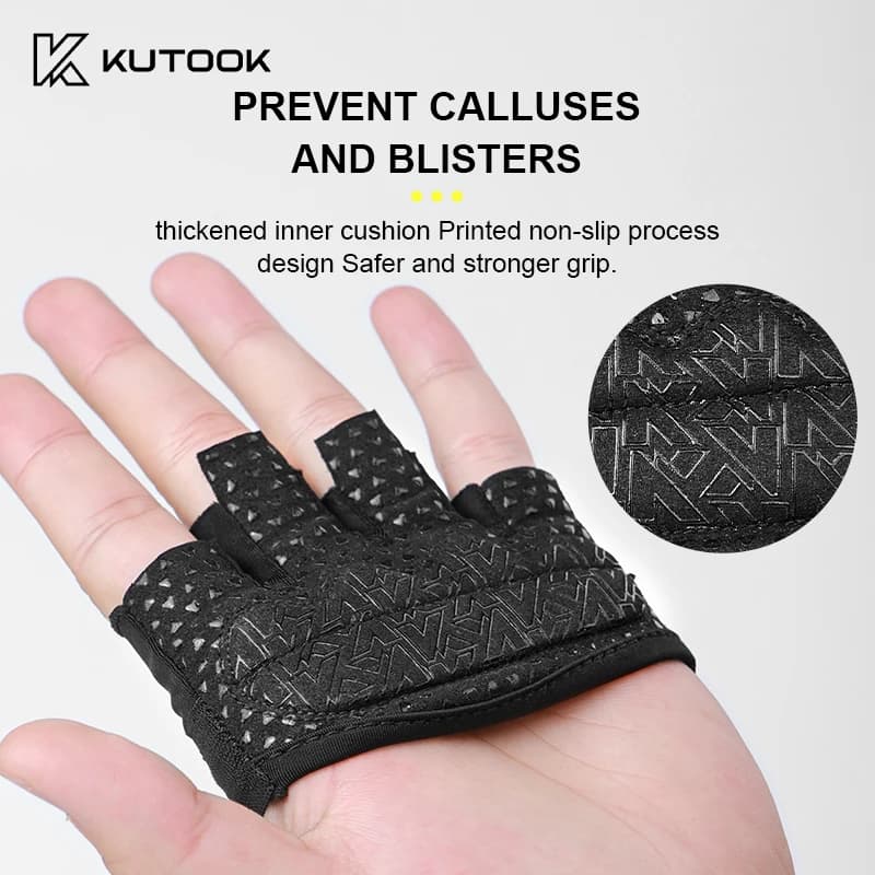 KUTOOK Men's And Women's Fitness Four Fingers Gloves Breathable Anti-slip Shock Absorption Yoga Dumbbell Cycling Sports Gloves - 2