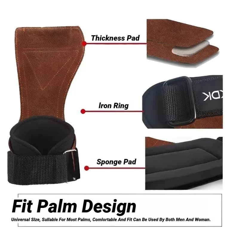 قفازات رياضية من جلد البقر، مقابض مضادة للانزلاق، حزام طاقة للوزن، وسادات رفع الرفع، تمرين كروسفيت للياقة البدنية، حماية راحة اليد - 3