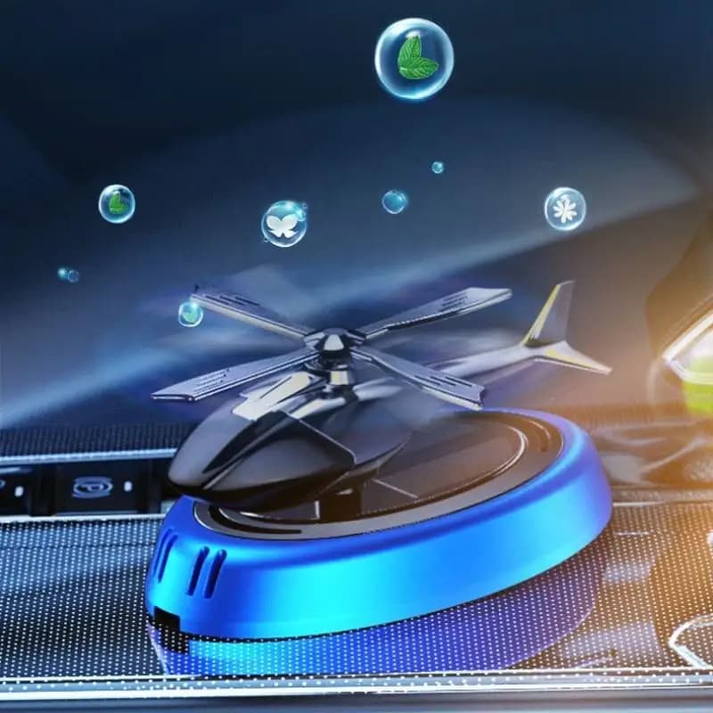 معطر هواء سيارة شمسي على شكل مروحية زينة ديكور داخلي موزع عطور دوار بالطاقة الشمسية للمكتب - 5