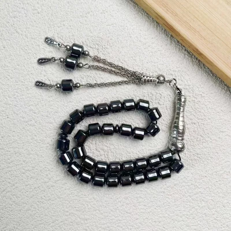 33 8mm black gallstones, medium cylinder, Muslim rosary beads, Hui, Middle East, Arab worship, Hajj prayer