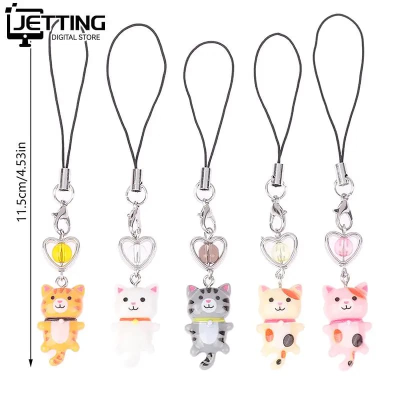 اليدوية Kawaii القط القلب المفاتيح للنساء ، حلية الهاتف ، حزام ، الحبل ، حقيبة ، ظهره ، زخرفة ، حامل مفاتيح السيارة ، المجوهرات ، Y2K - 5