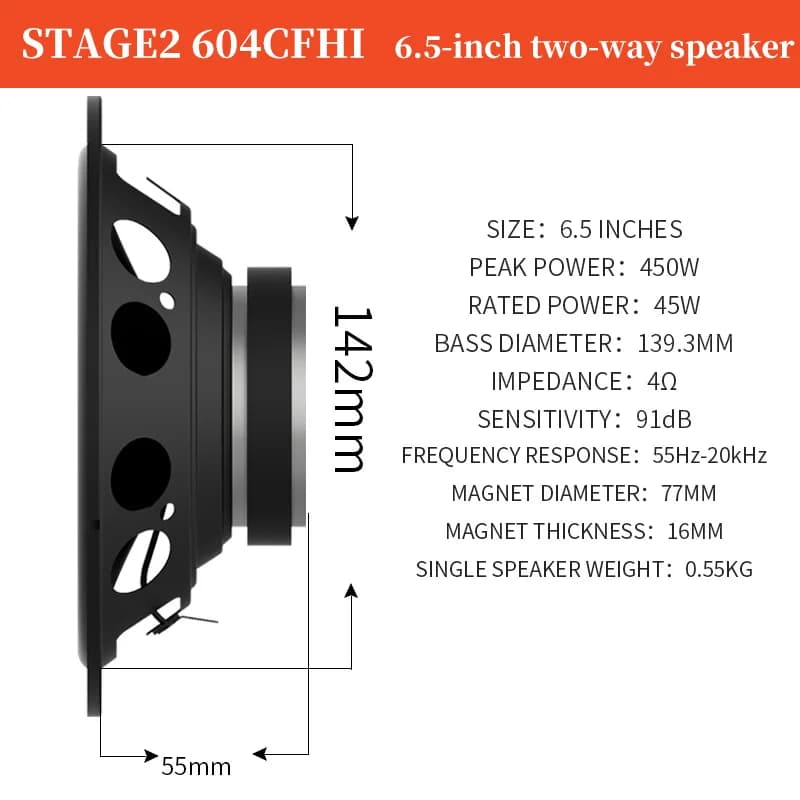 JBL car audio speaker 6.5-inch car audio 450W car subwoofer 6.5-inch tweeter and midrange subwoofer Car audio stereo - 5
