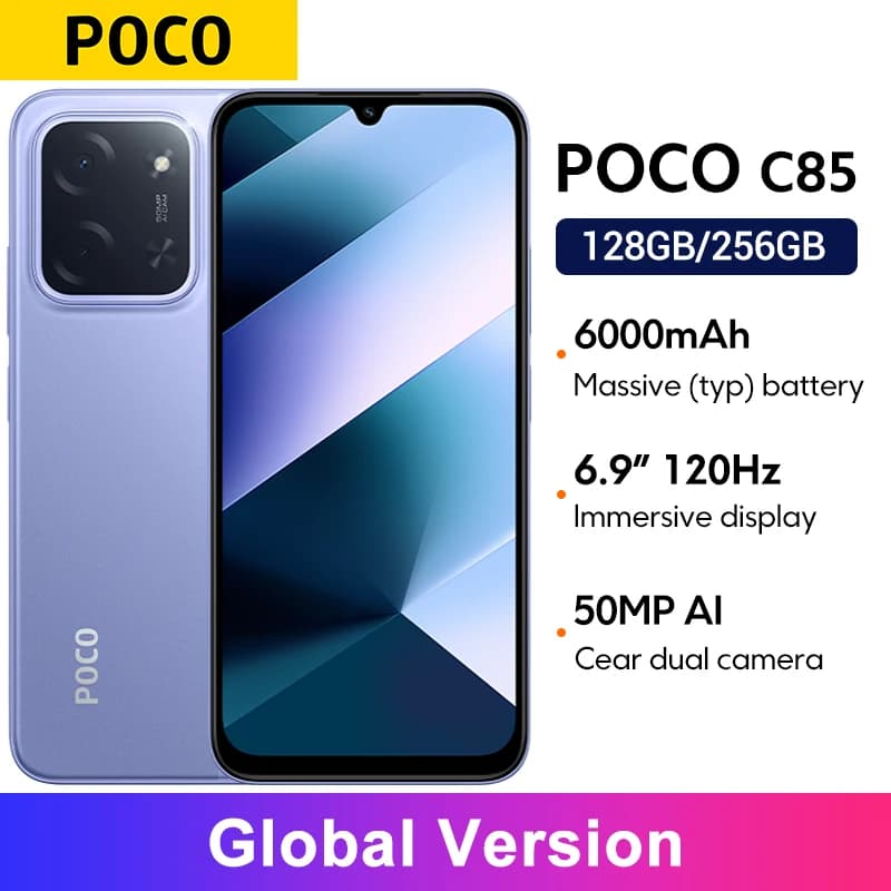 POCO C85 Global Version Smartphone 6.9" Dot Drop display 6000mAh battery 50MP Camera 33W Helio G81-Ultra NFC