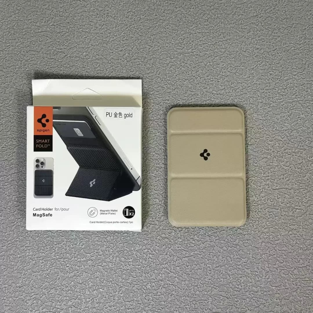 Original Spigen Leather Fold Magnetic Matte Wallet Card Holder For Magsafe Card Bracket For iPhone 17 16 15 14 13 Pro Max Air - 4
