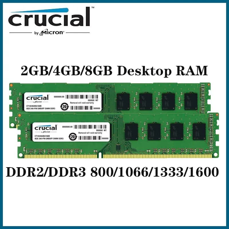 Crucial DDR3 RAM Dektop 4GB 8GB 1333mhz 1600mhz DIMM Memory PC3-12800 PC RAM - 2