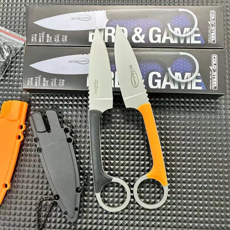 سكين مستقيم من الفولاذ البارد للخارج سكين مجال البقاء على قيد الحياة قطعة واحدة مع غمد K سكين صغير محمول سكين فاكهة حاد - 3