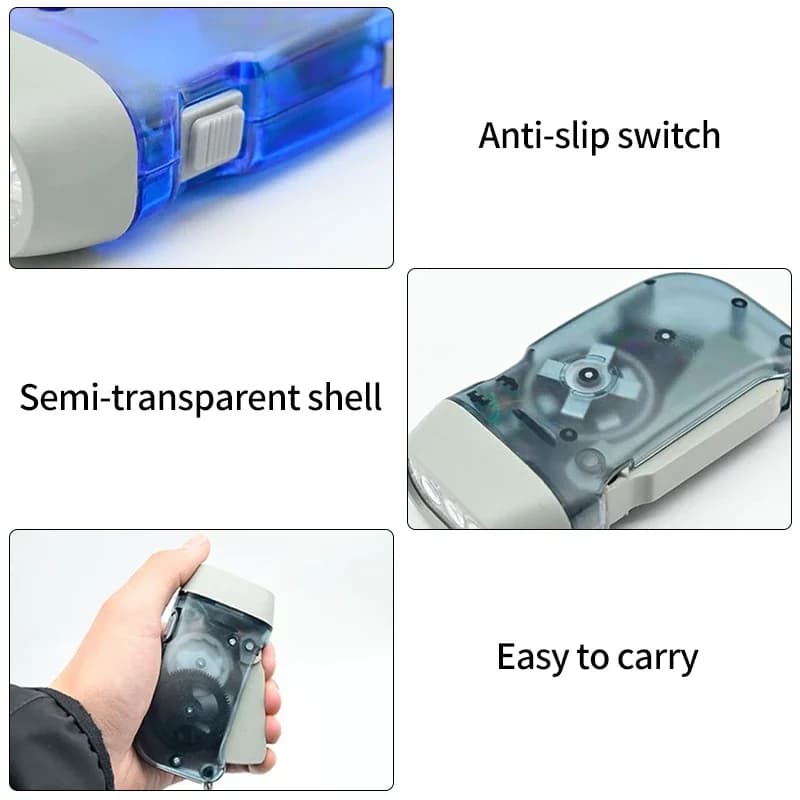Outdoor Hand Cranked Generator Crank Power Flashlight Camping Hand Cranked Charger Camping Light Portable LED Flashlight - 6
