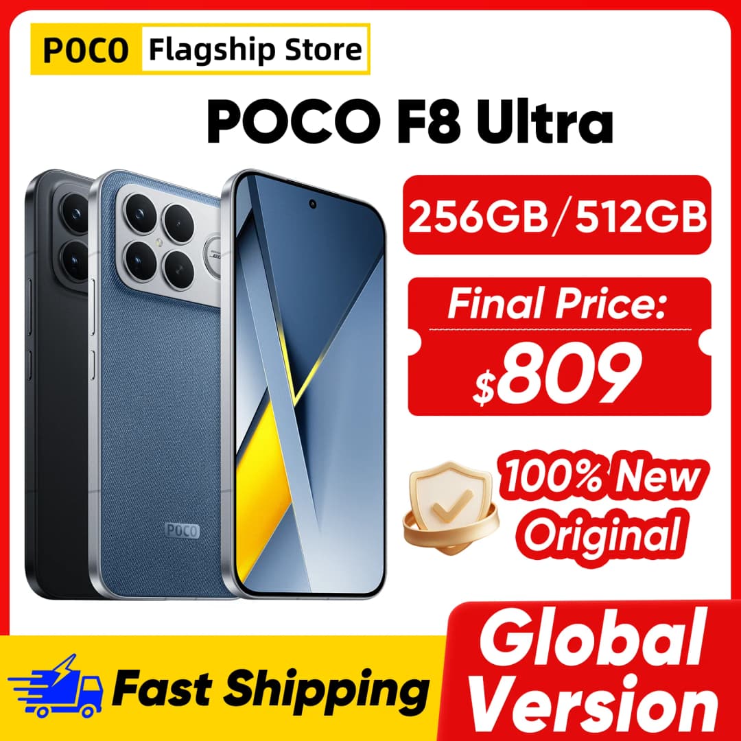 هاتف POCO F8 Ultra 5G نسخة عالمية معالج Snapdragon 8 Elite الجيل 5 شاشة 6.9 بوصة 120 هرتز بطارية 6500 مللي أمبير شحن سريع 100 واط لاسلكي NFC