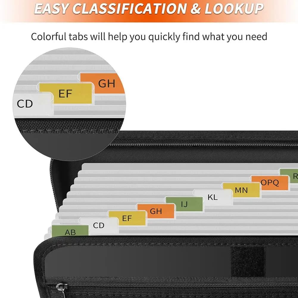 A4 Zipper File Bag Waterproof Fireproof Document Bag Foldable Accordion File Pouch Large Capacity Document Storage Bag - 4