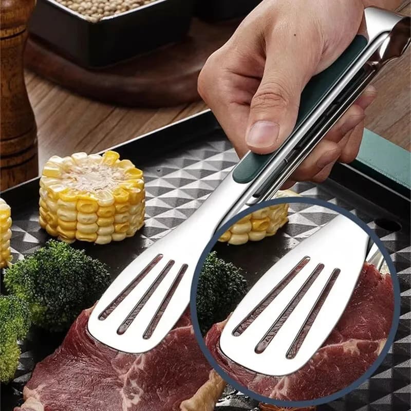 1pc Non Slip Stainless Steel Food Tongs Meat Salad Bread Clip Barbecue Grill Buffet Clamp Cooking Tools Kitchen Accessories - 2