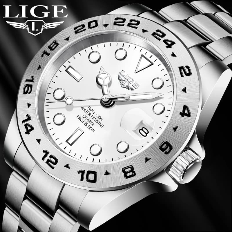LIGE 2025 Man Wrist Watches for Men Stainless Steel Luxury Mens Watch Business Waterproof Date Clock Men's watches reloj hommes