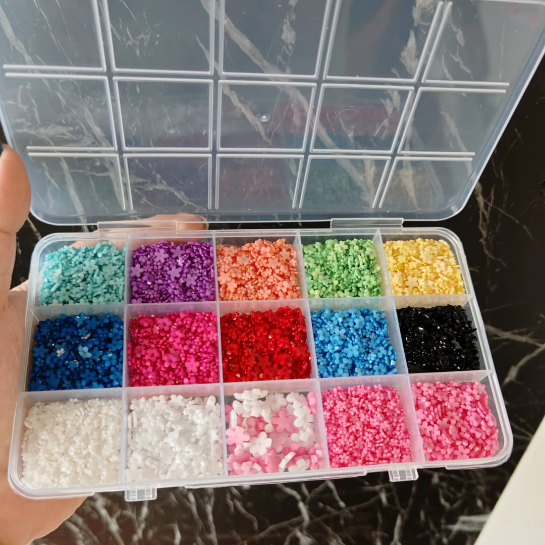 12/15Grids Acrylic Flower Nail Charms Mix Colors Set 3D Flower Nail Art Rhinestones Mixed Blossom Spring Gems DIY Nail Supplies - 3