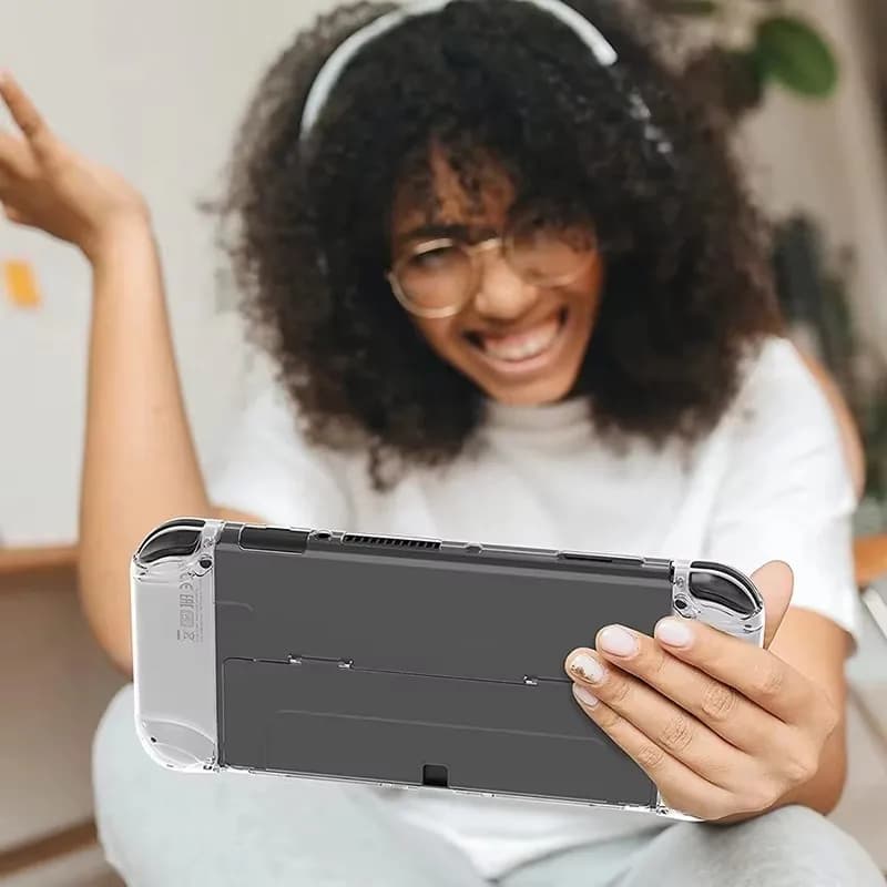 DATA FROG Crystal Protective Case Cover For Switch OLED Console Clear Hard Shell Anti-Scratch Game Console Accessories - 3