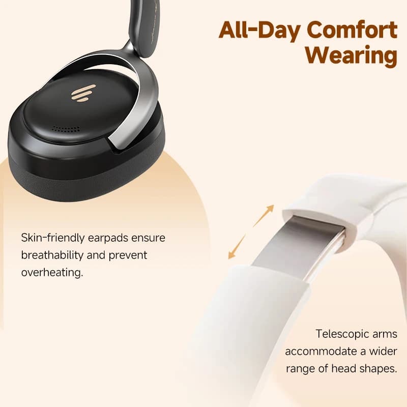 سماعات رأس لاسلكية Edifier Atom Max مع إلغاء الضوضاء النشط، بلوتوث V5.4، صوت عالي الدقة، سماعات أذن فوق الأذن - 2