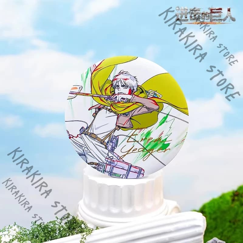 هجوم على تيتان ليفي إرين جايجر ميكاسا.أكرمان راينر براون هانجي زوي شارة رسمية أنمي 10 سم دبوس ديكور شعار - 4